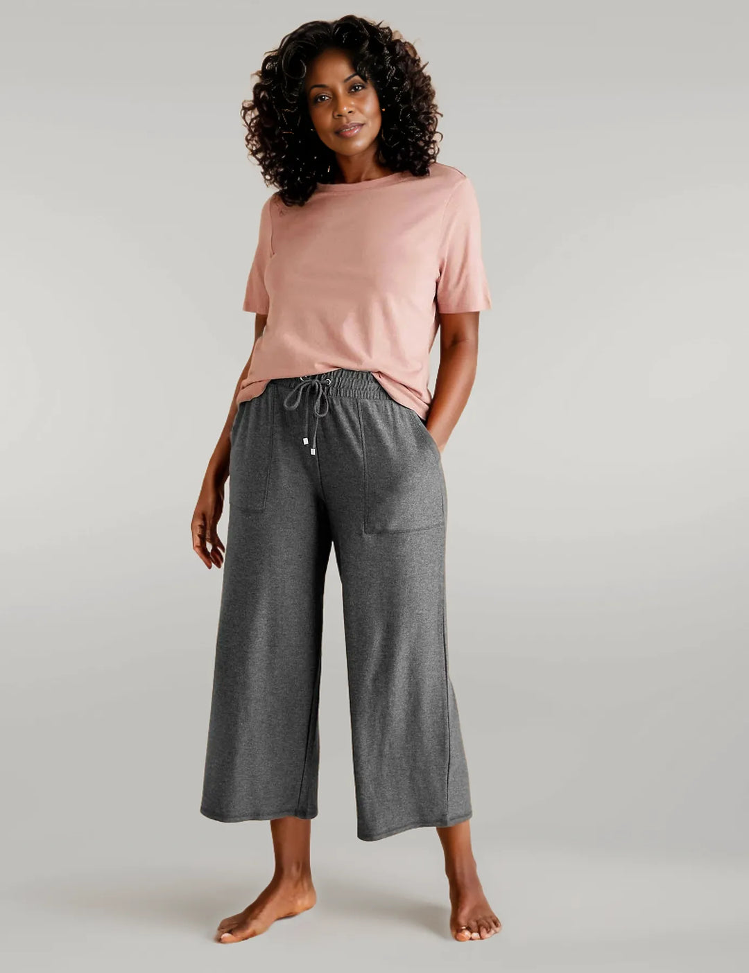 M&S Wide Leg Cropped Jersey Pants