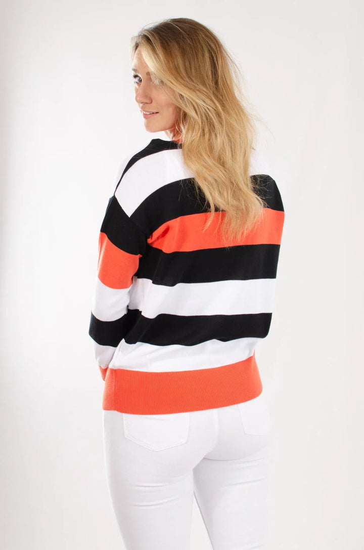 Striped Cotton V Neck Jumper