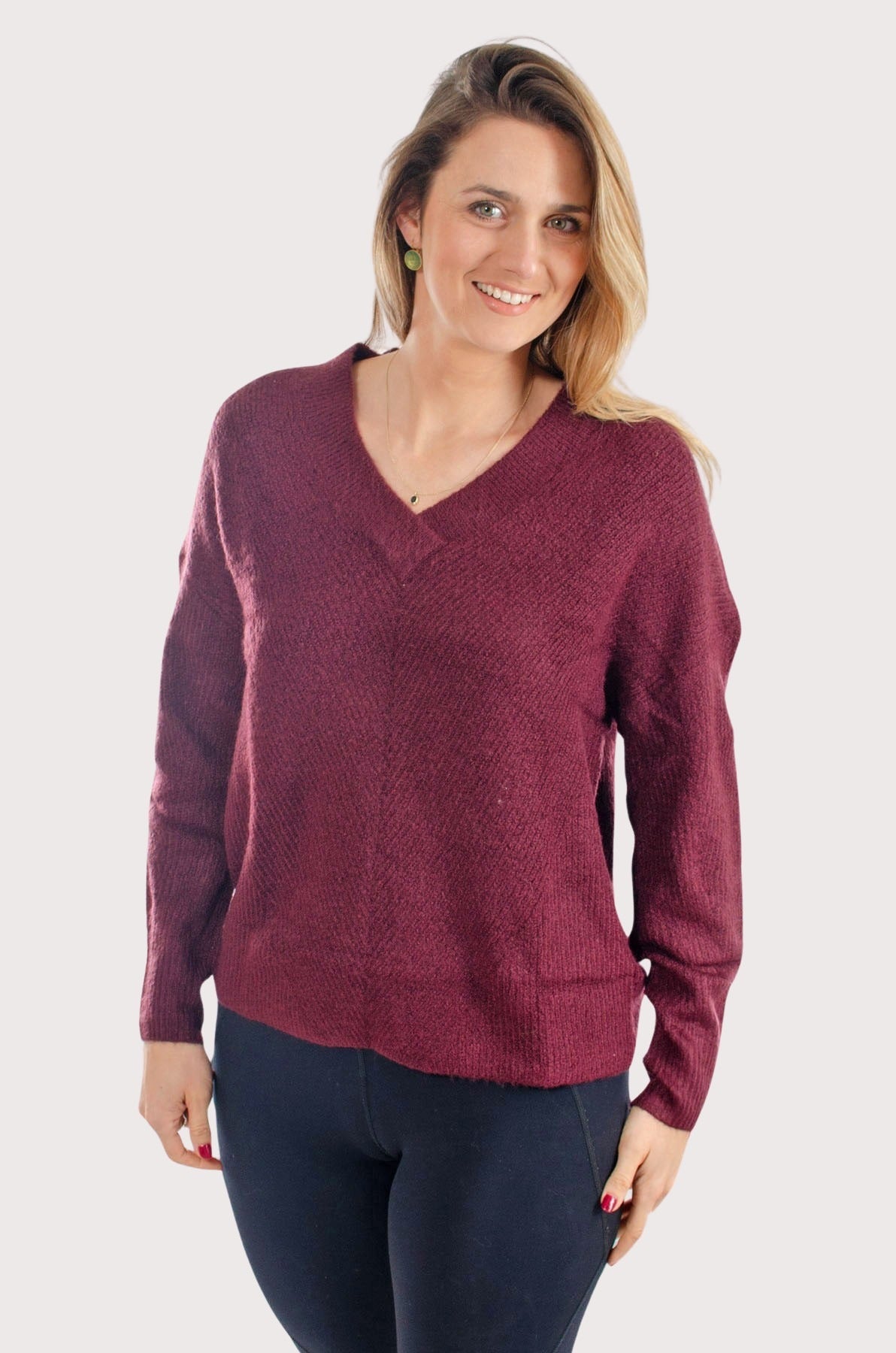 V neck ribbed outlet jumper