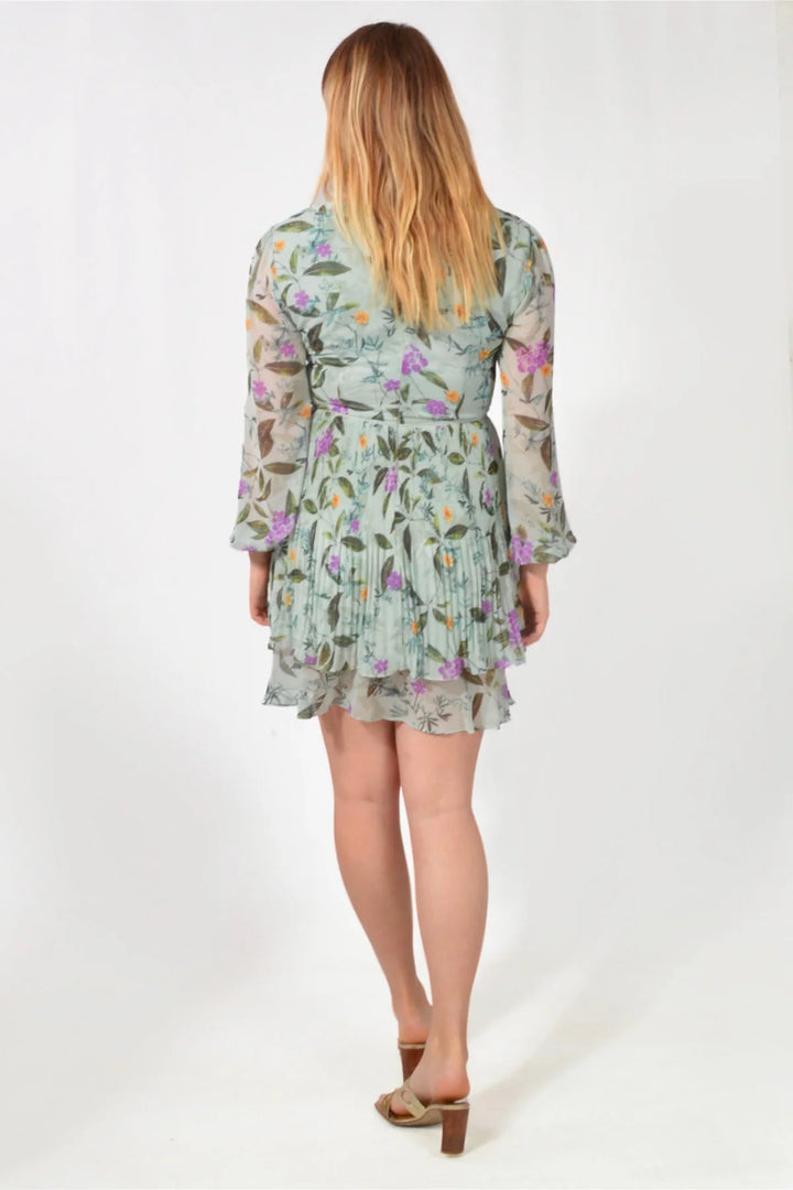 Oasis Floral Chiffon Long Sleeve Dress