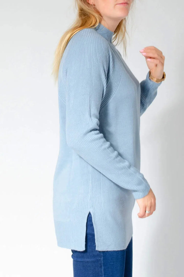 Ribbed Stand Neck Swing Jumper