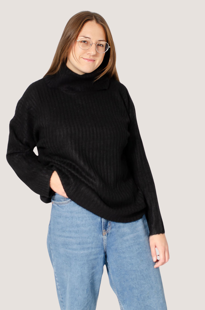 Cowl Neck Ribbed Jumper