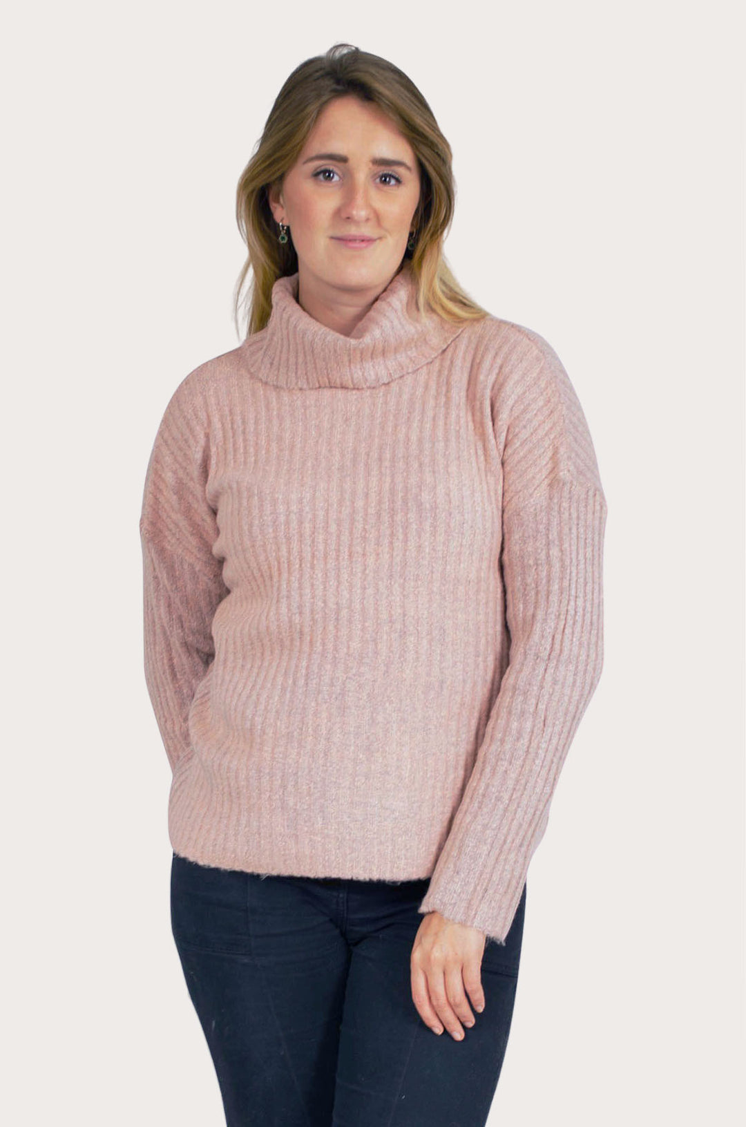 Cowl Neck Ribbed Jumper