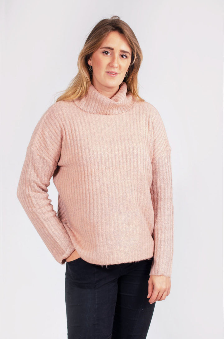 Cowl Neck Ribbed Jumper