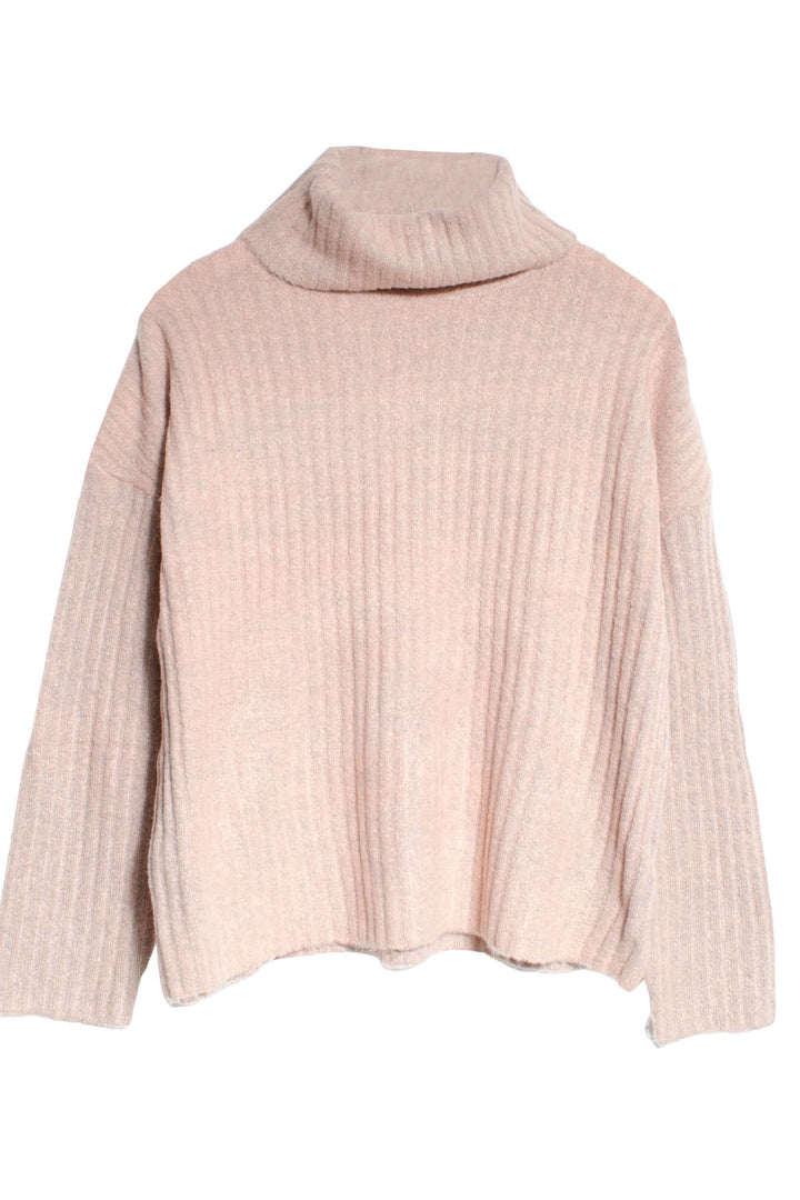 Cowl Roll Neck Ribbed Jumper