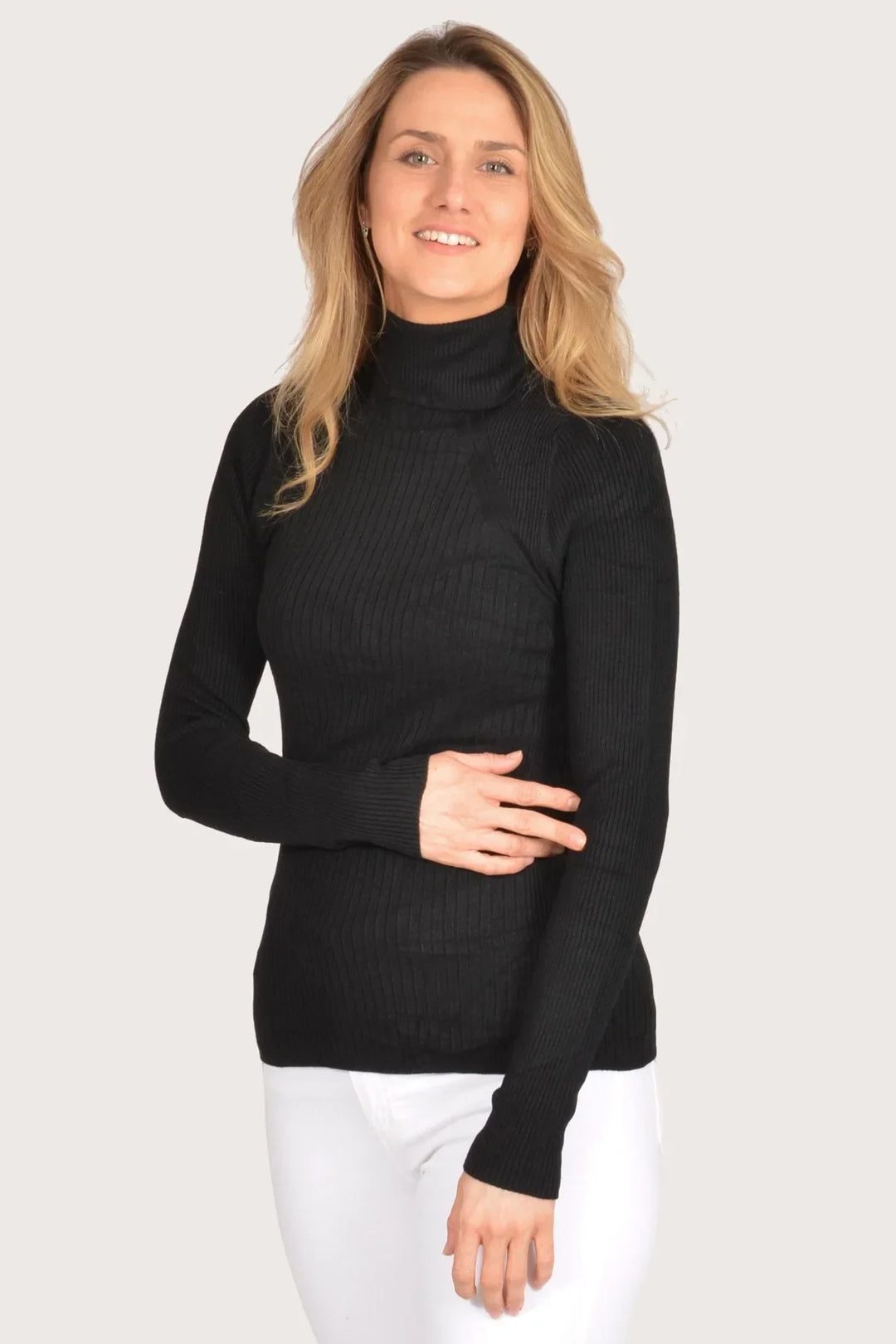 Secret Label Ribbed Polo Neck Top