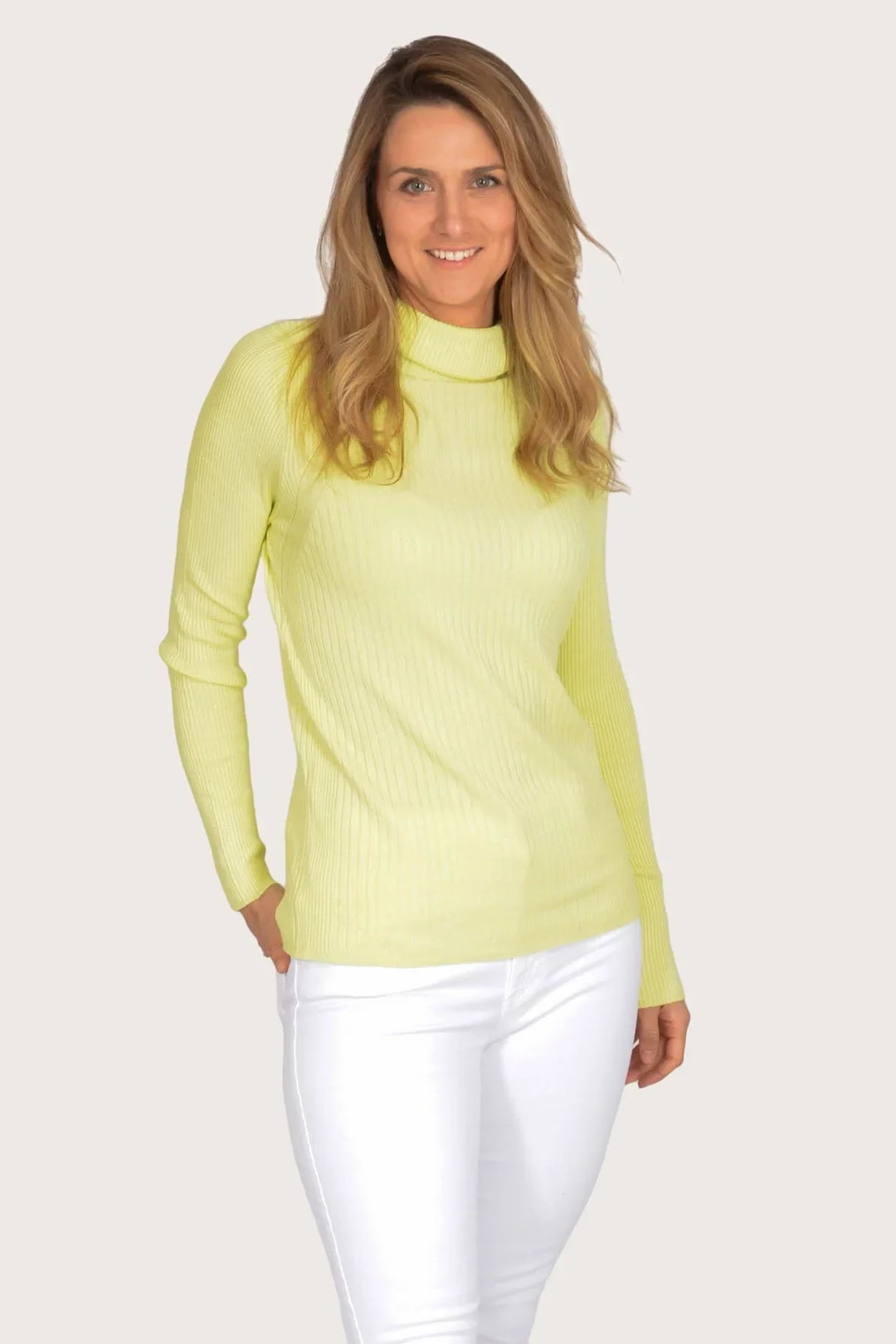 Secret Label Ribbed Polo Neck Top Lime / L