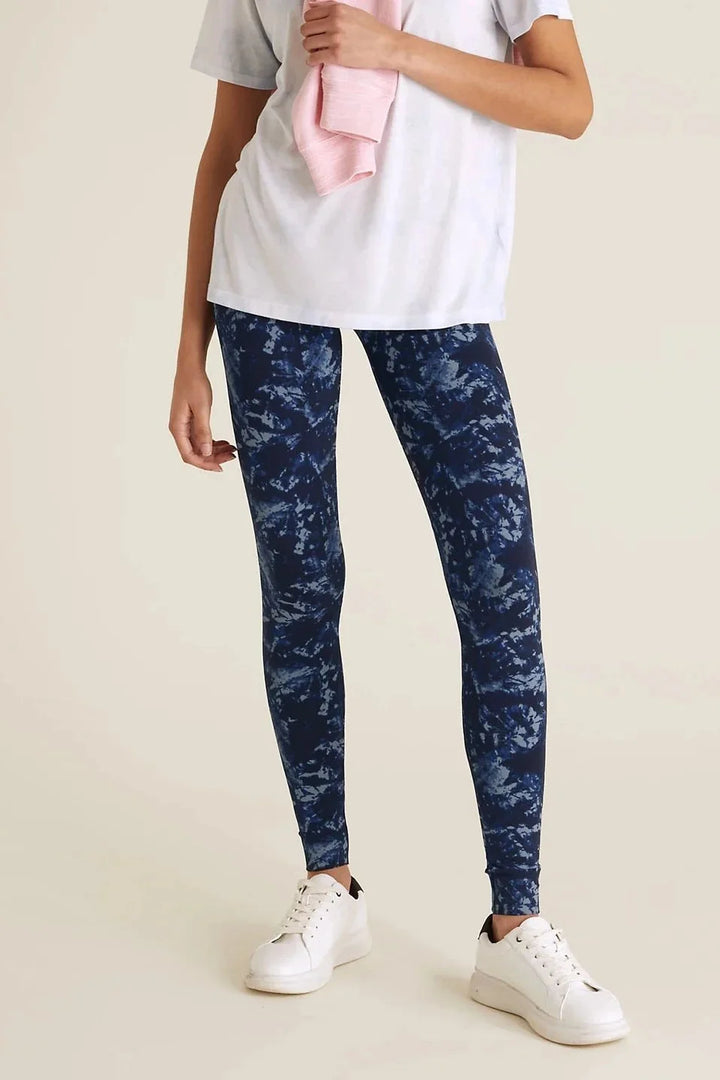 M&S Abstract Print Leggings Navy / 8 / Short