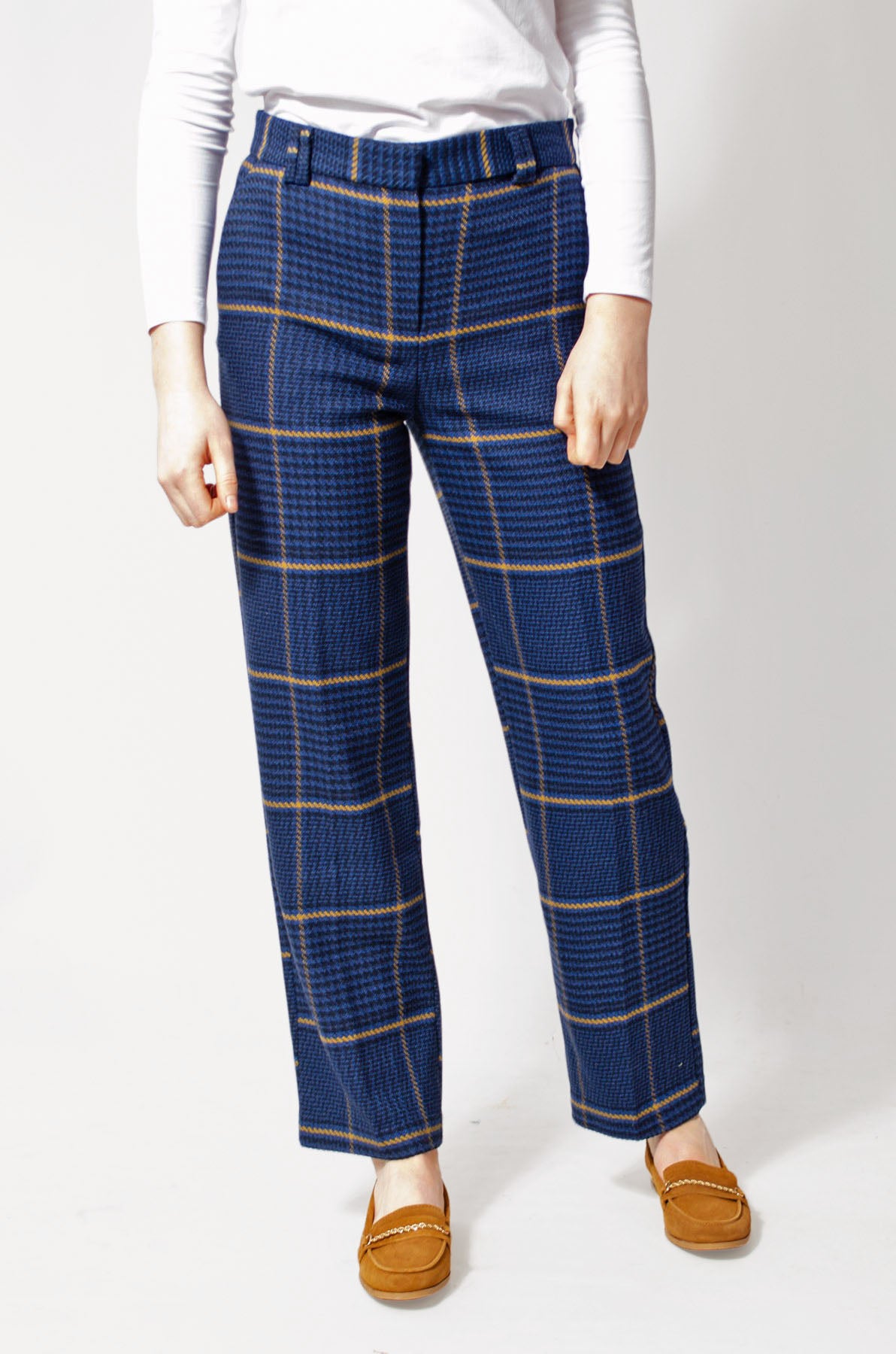 Grey Houndstooth Smart Check Cropped Trousers - MAUVAIS