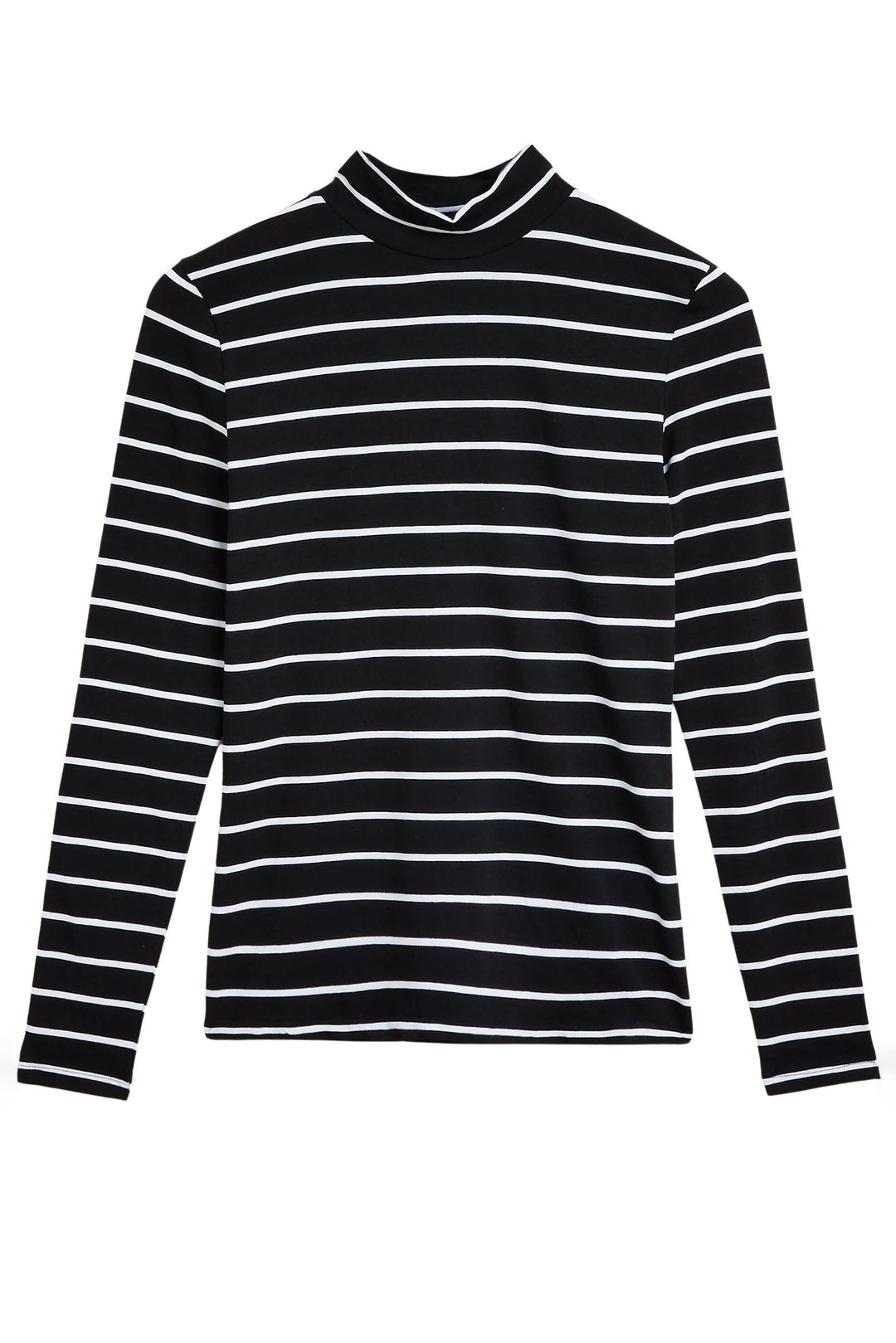 High Neck Striped Jersey Top