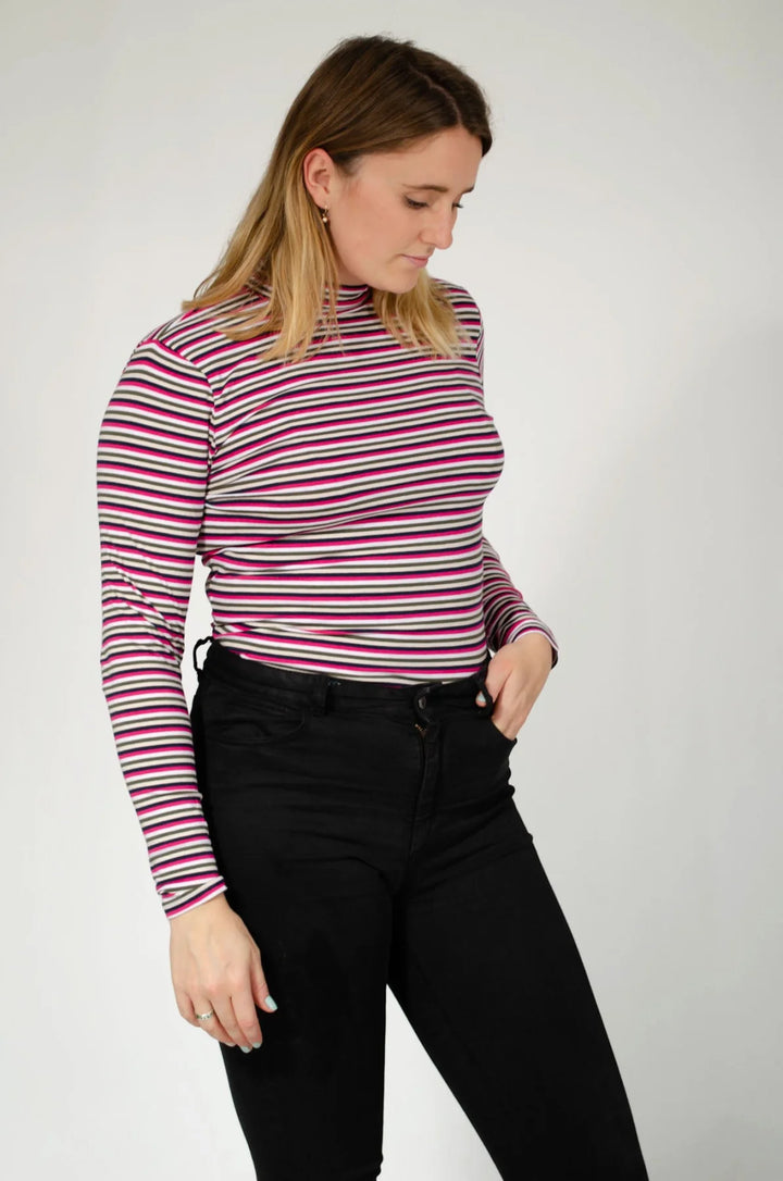 M&S High Neck Stripe Top