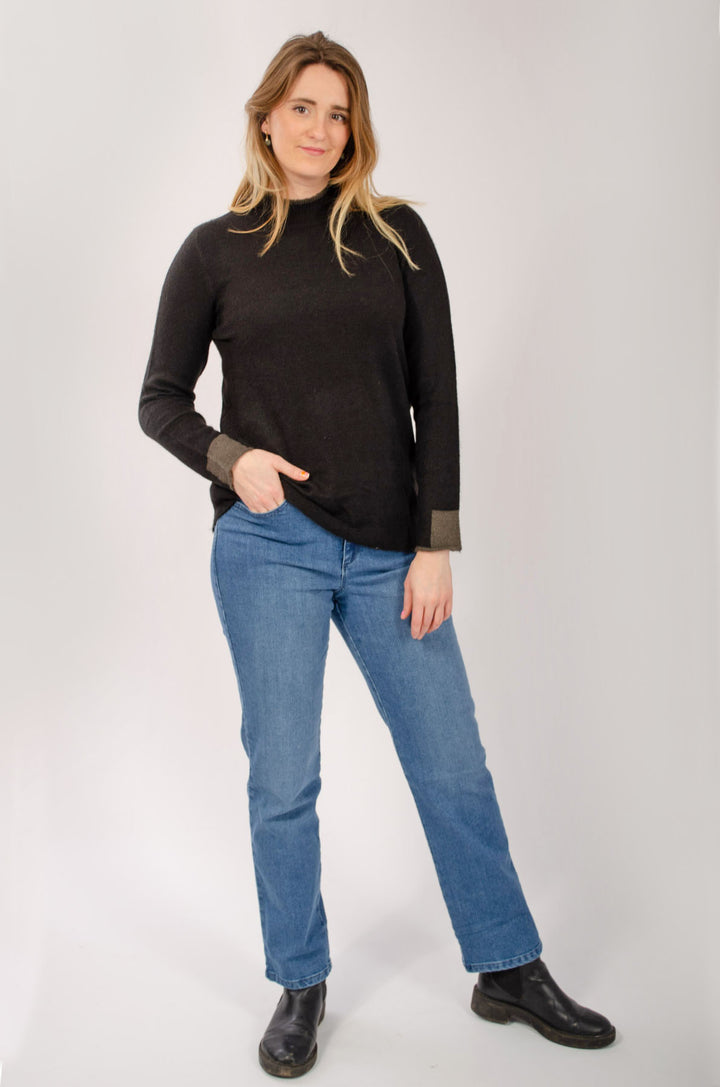 Funnel Neck Jumper Contrast Edging