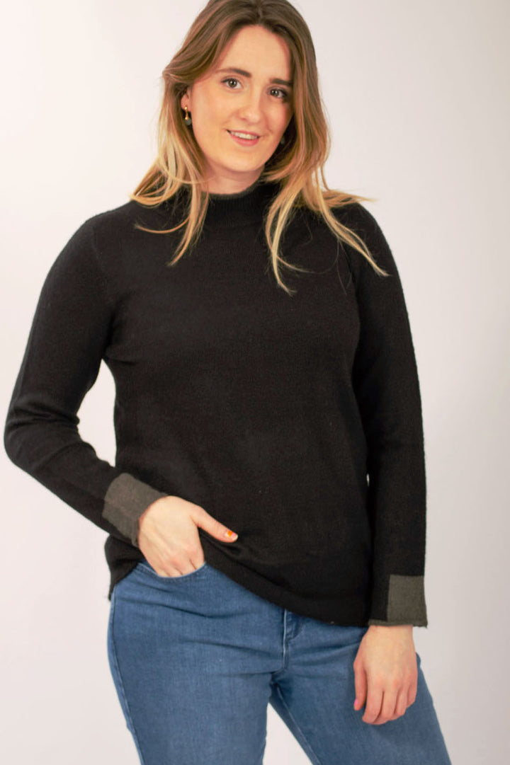 Funnel Neck Jumper Contrast Edging