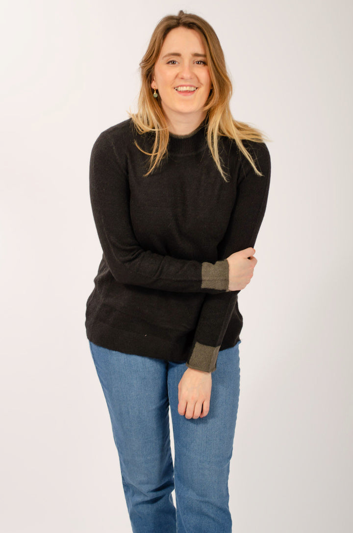 Funnel Neck Jumper Contrast Edging