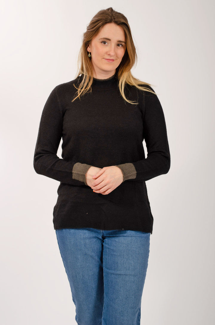 Funnel Neck Jumper Contrast Edging