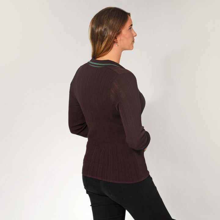 Collared Long Sleeve Knit Top