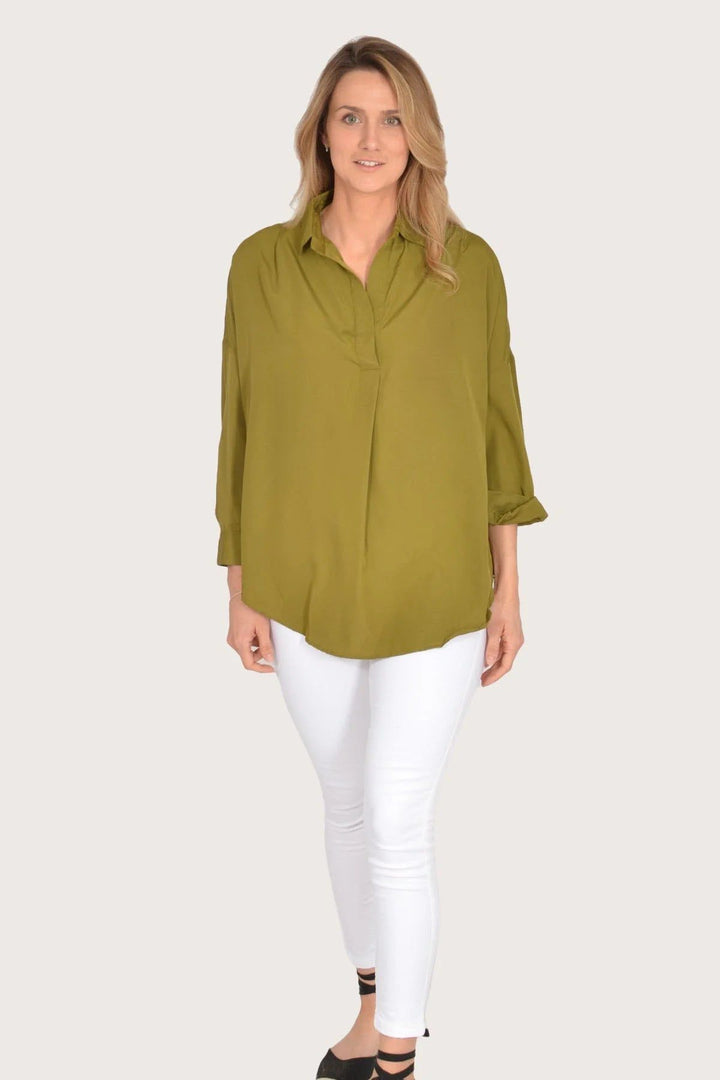 French Connection Popover Oversized Silky Shirt