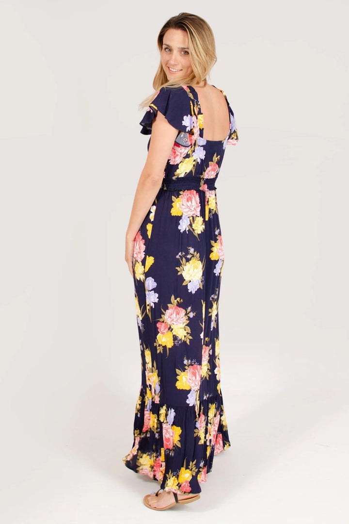 Dorothy Perkins Navy Floral V Neck Maxi Dress