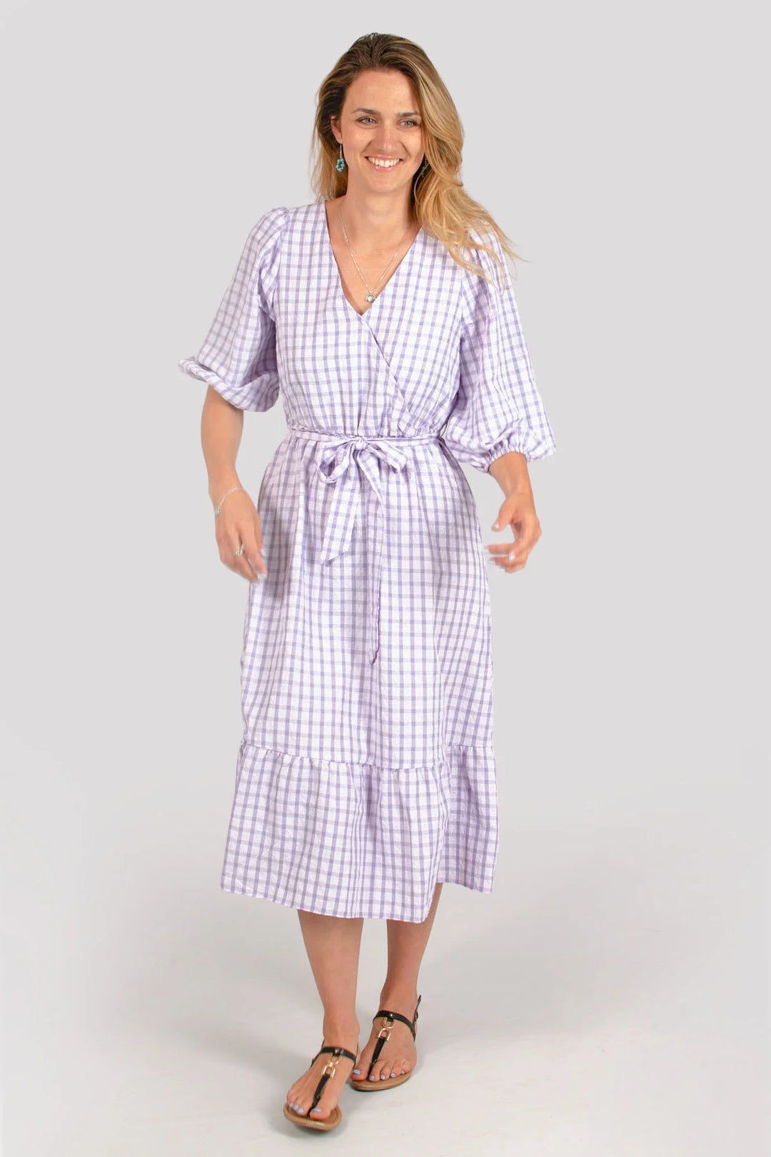 Dorothy Perkins Check V Neck Midi Dress