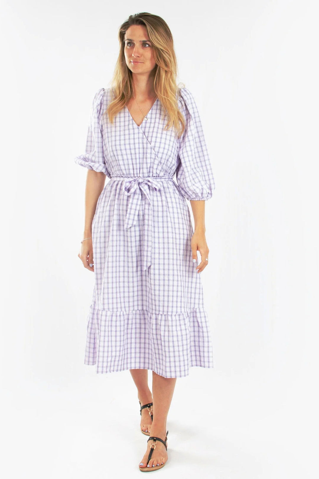 Dorothy Perkins Check V Neck Midi Dress