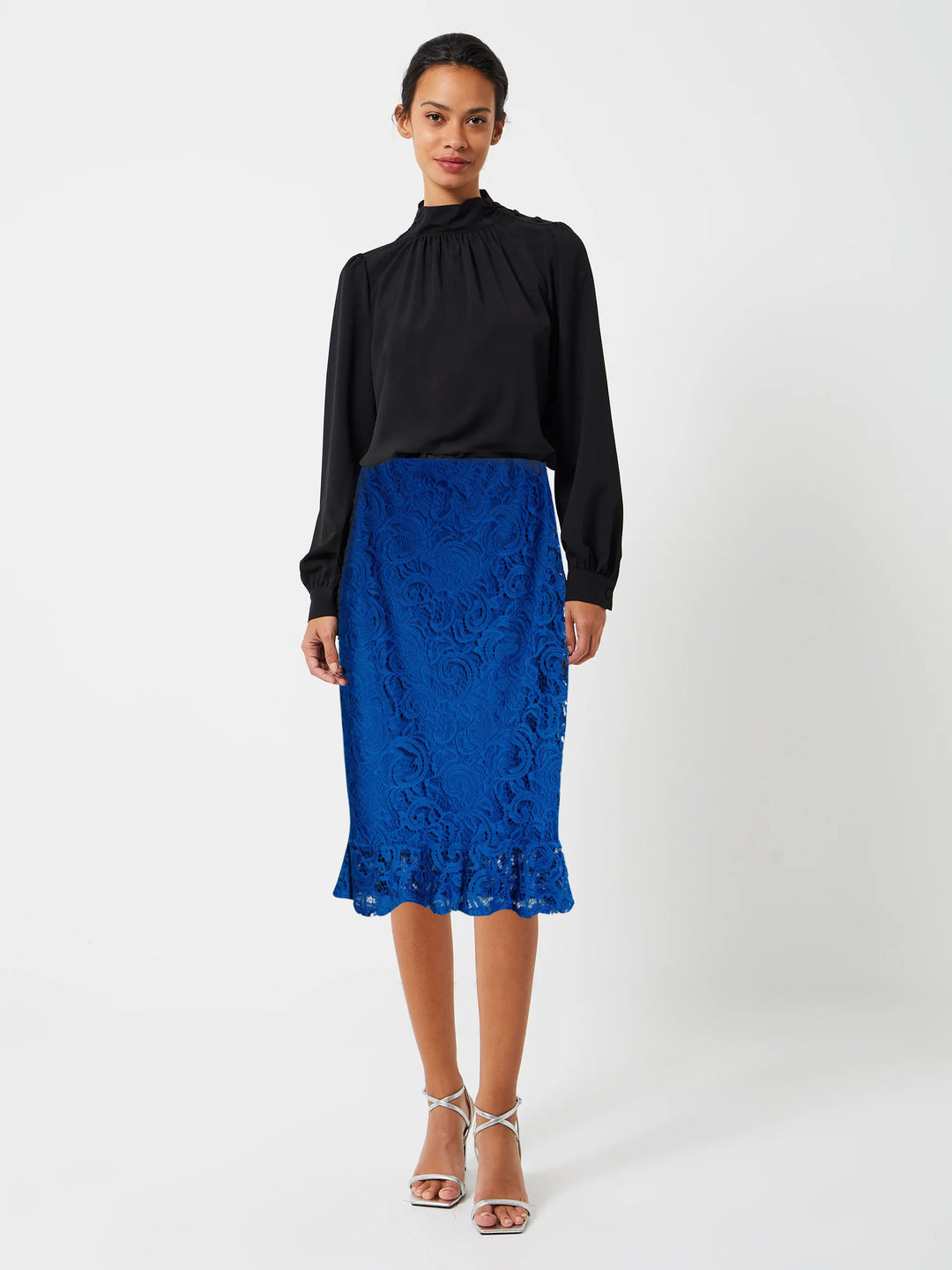 Lace Pencil Skirt Frill Hem