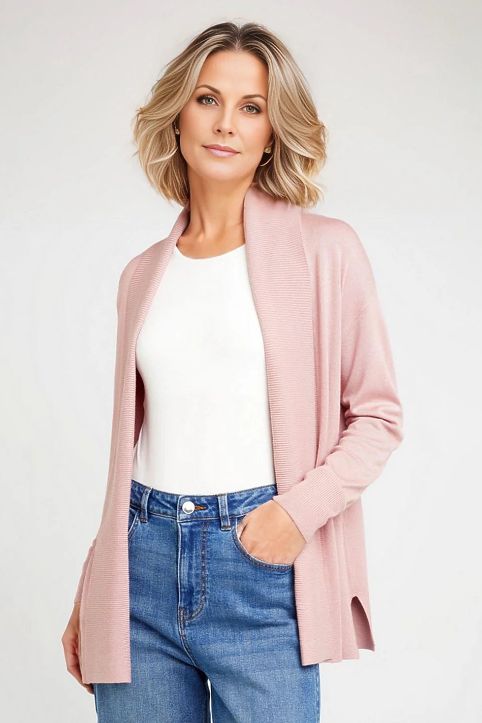 Fine Knit Edge to Edge Long Cardigan