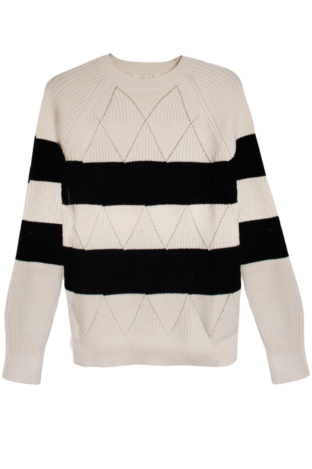 Diamond Detail Striped Crew Neck Jumper