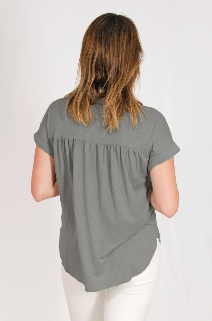 Pleat Front Short Sleeve Jersey Top