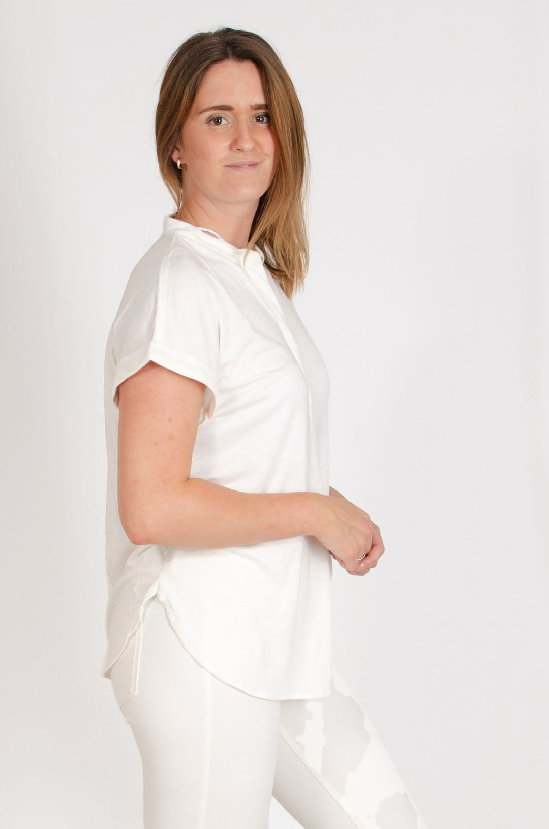 Pleat Front Short Sleeve Jersey Top