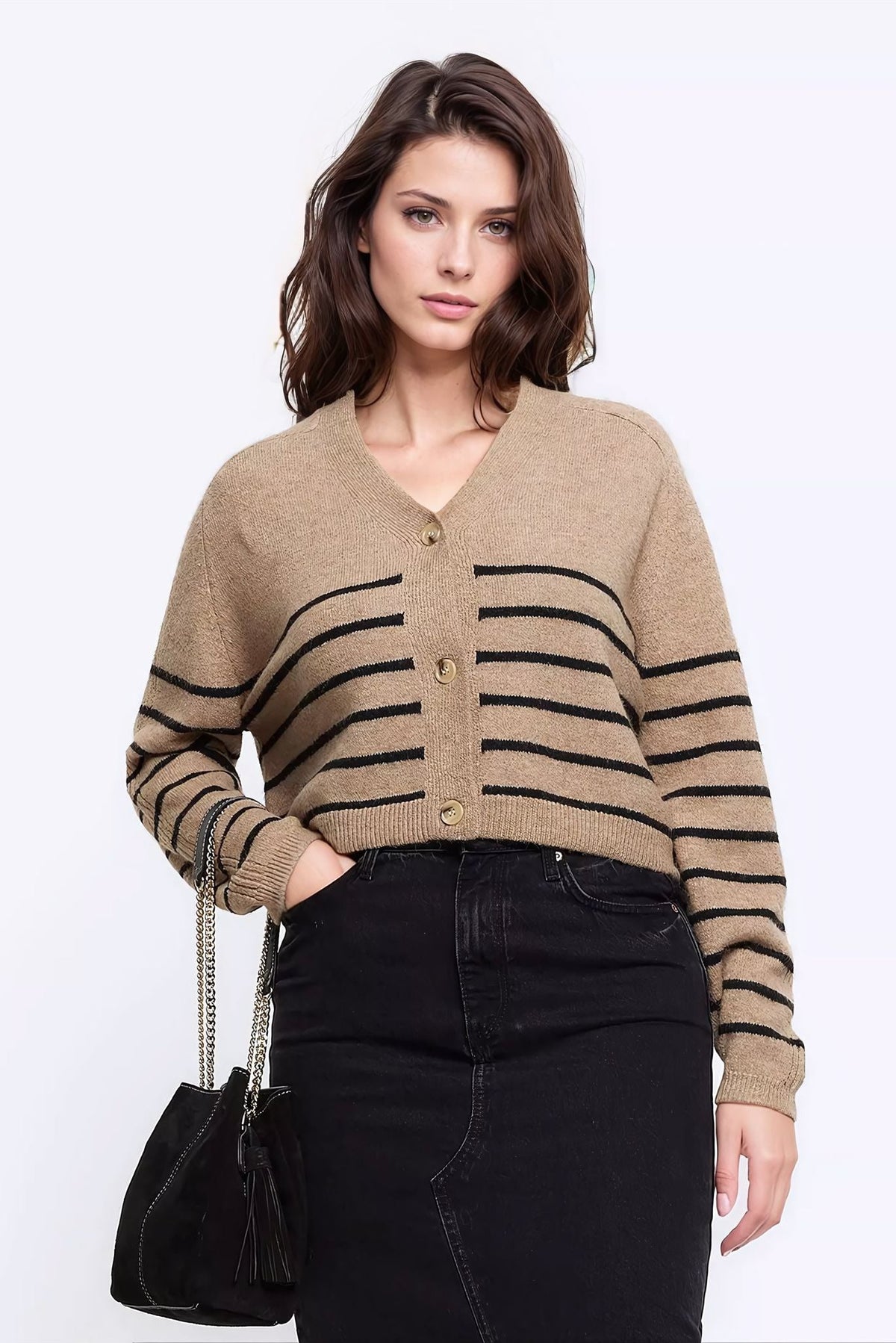 Striped Crop Cardigan