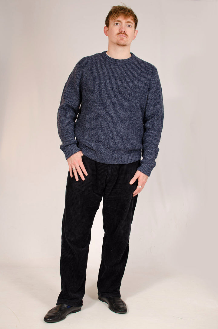 Mens Lambswool Ribbed Knit Jumper