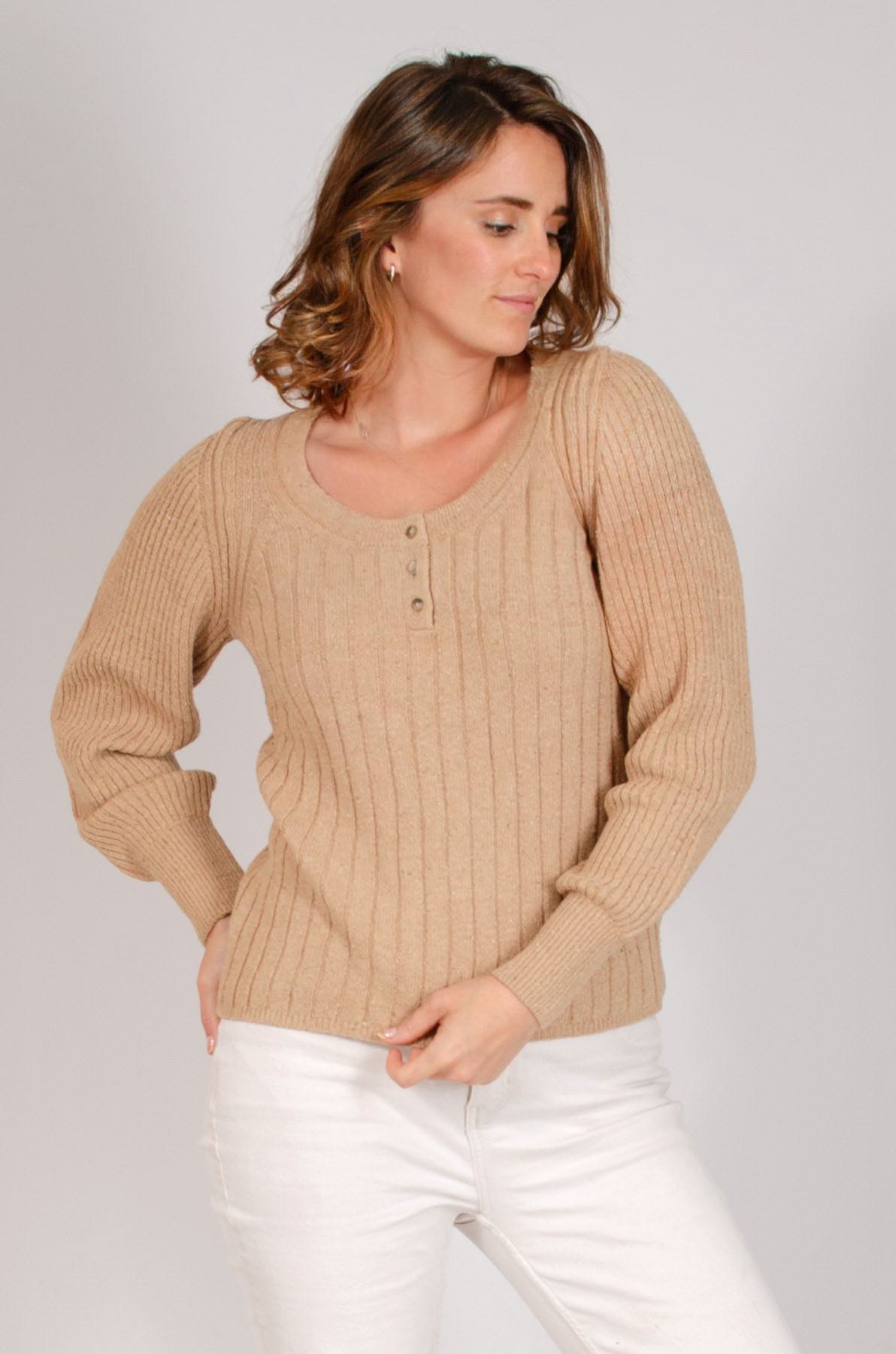 Ribbed Knit Scoop Neck Jumper