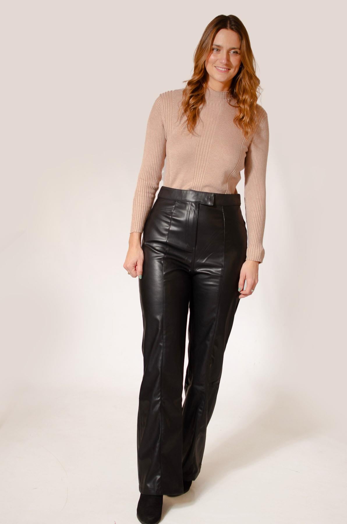 Leather Look Wide Leg Trousers Secret Label