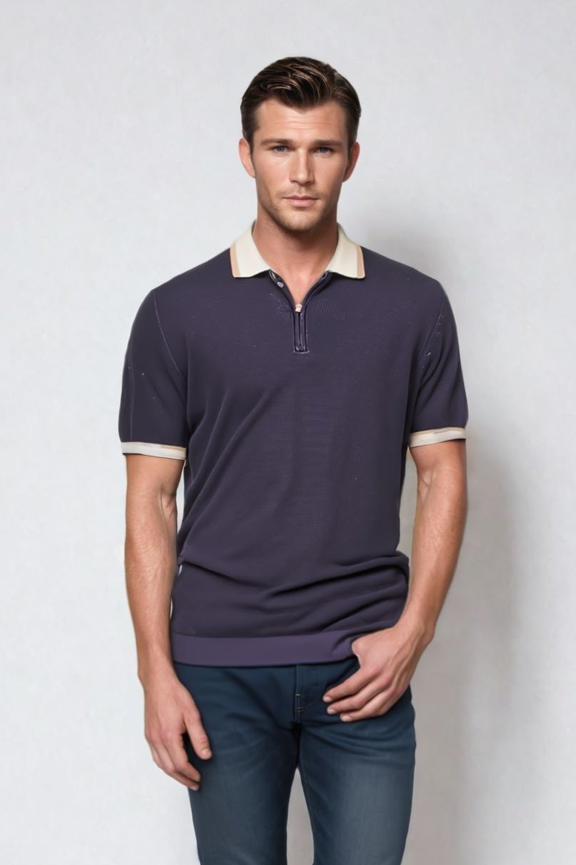 Zip Neck Knitted Polo