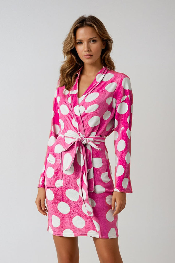 Polka Dot Towelling Gown