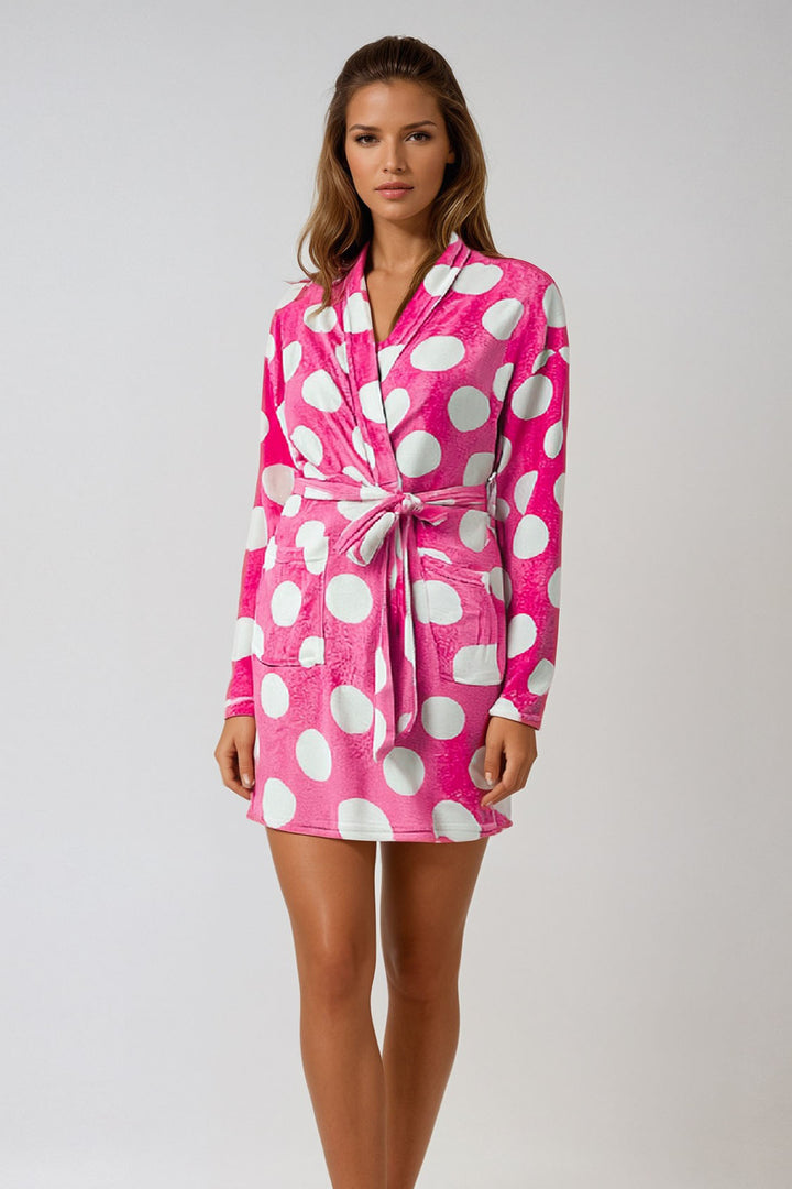 Polka Dot Towelling Gown