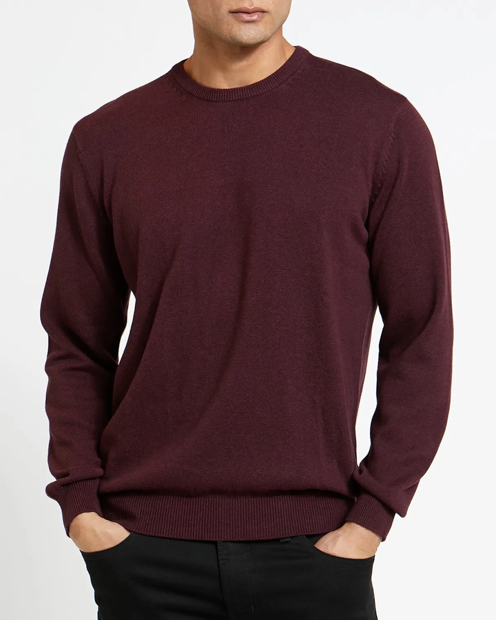 Crew Neck Fine Knit Cotton Jumper