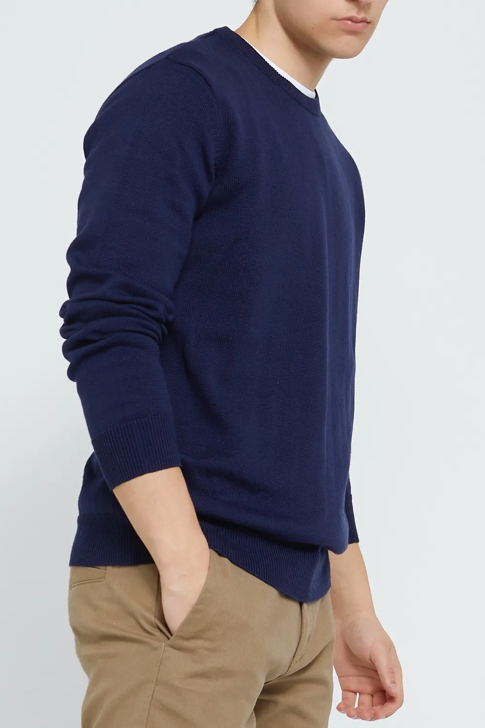 Crew Neck Fine Knit Cotton Jumper