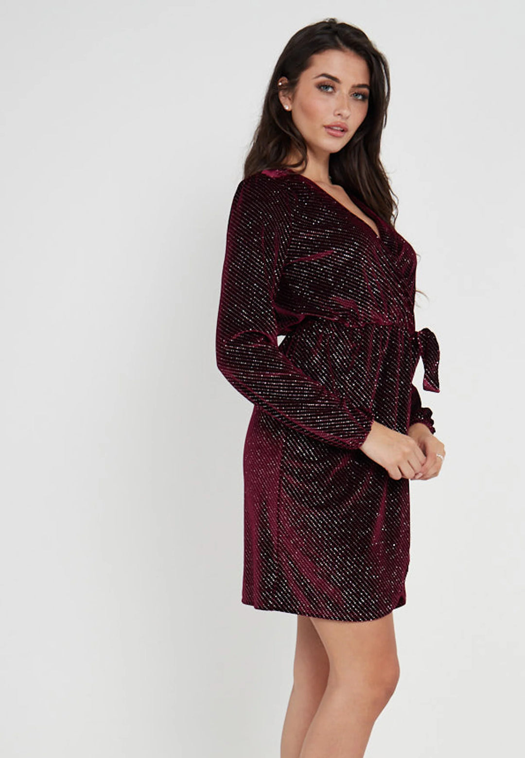 Velvet Tie Waist Wrap Dress