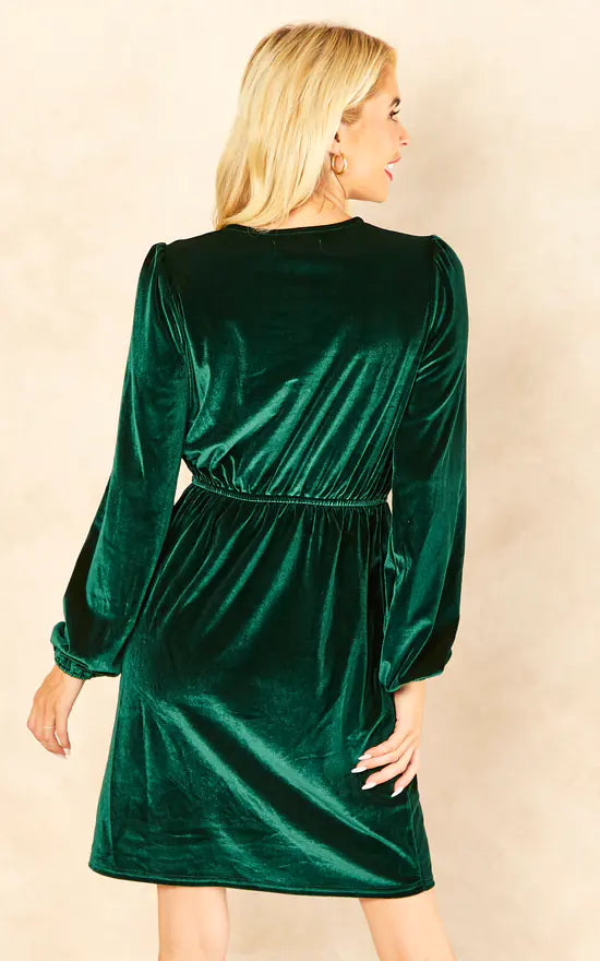 Velvet Tie Waist Wrap Dress