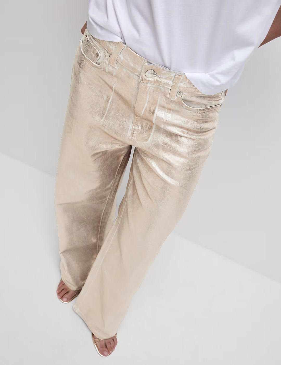 Metallic Wide Leg Jeans