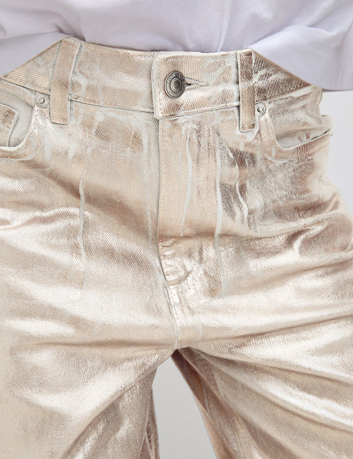 Metallic Wide Leg Jeans