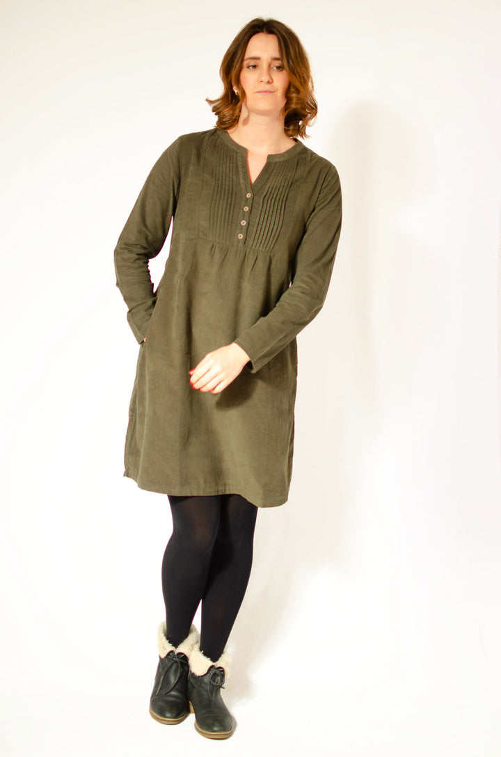 Needlecord Pintuck Tunic Dress