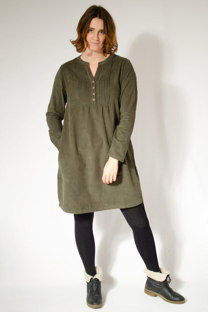 Needlecord Pintuck Tunic Dress