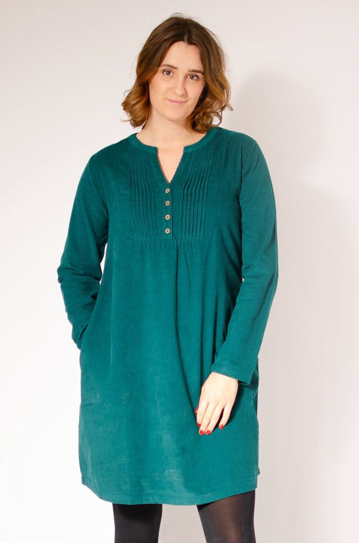 Needlecord Pintuck Tunic Dress