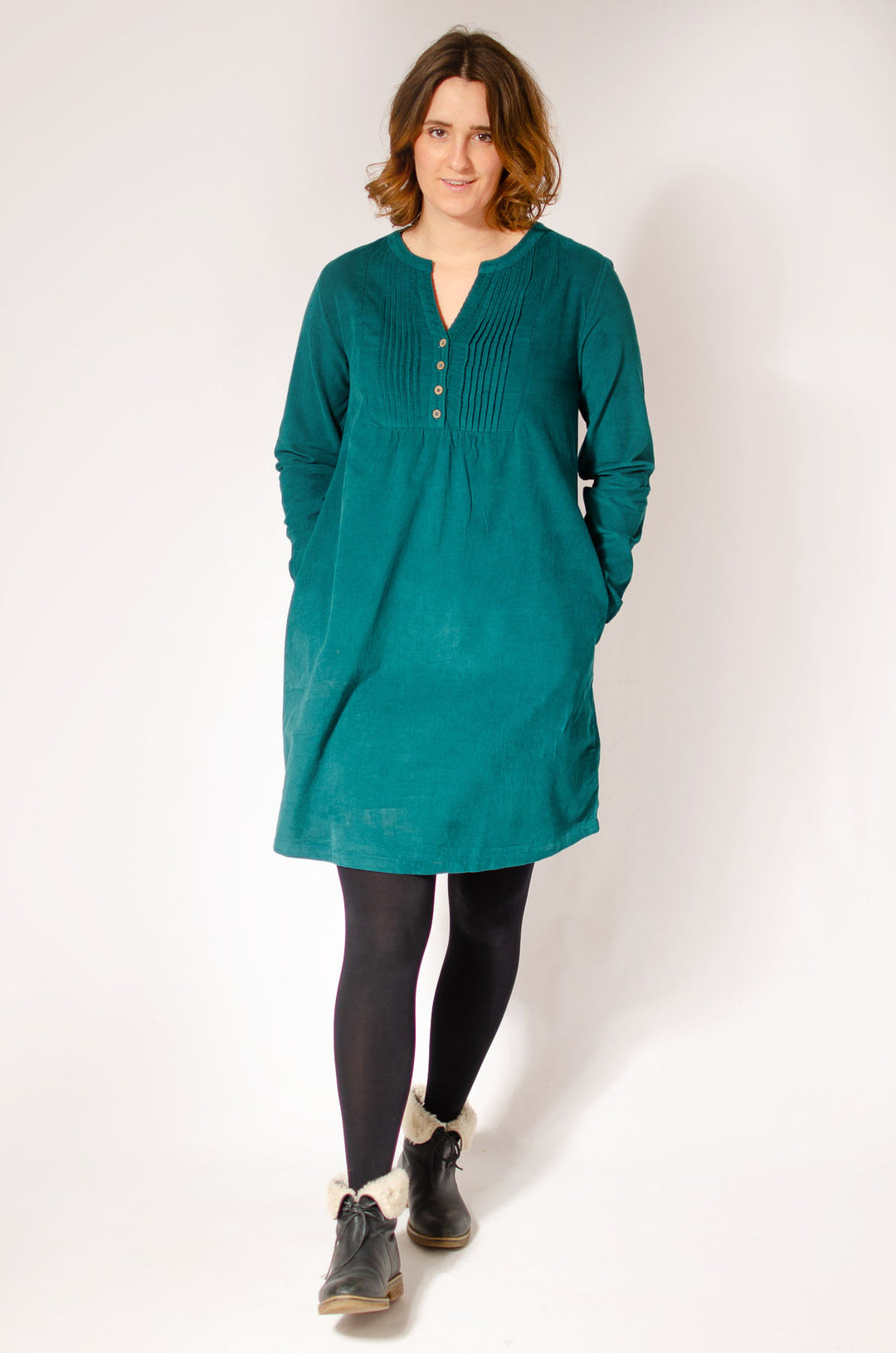 Needlecord Pintuck Tunic Dress