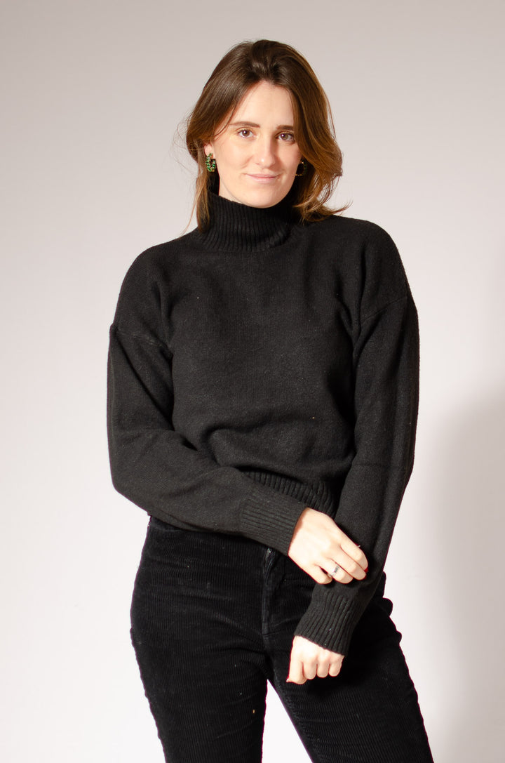 Funnel Neck Drop Shoulder Jumper