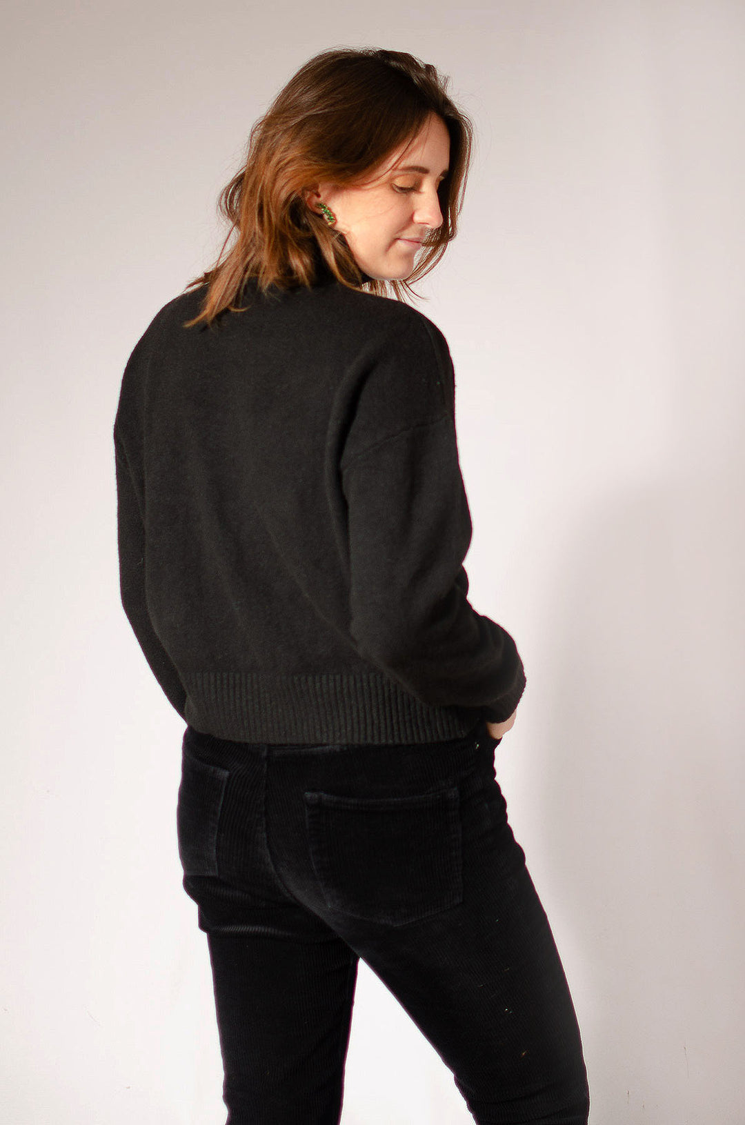 Funnel Neck Drop Shoulder Jumper