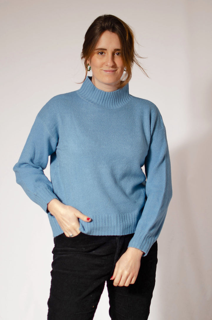 Funnel Neck Drop Shoulder Jumper