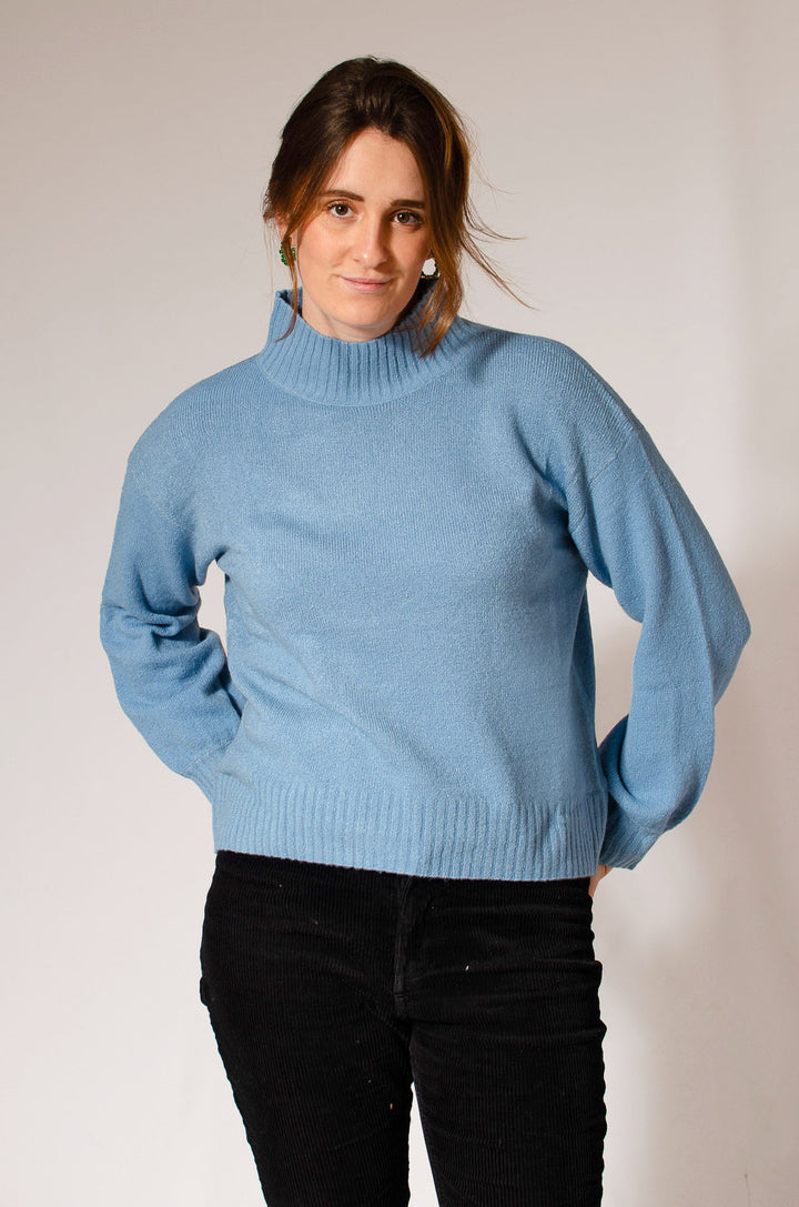 Funnel Neck Drop Shoulder Jumper